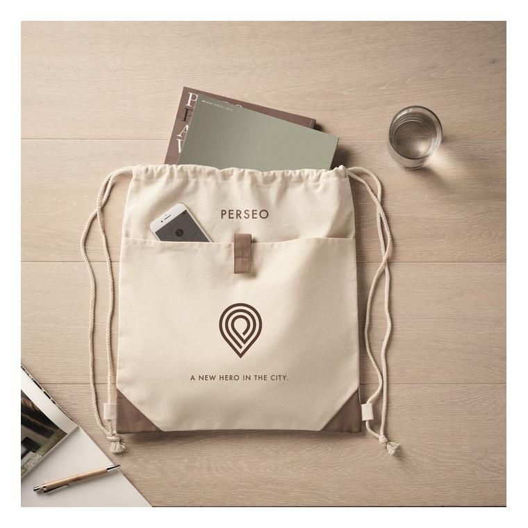 Rucsac cu cordon din bumbac PANDA BAG Bej