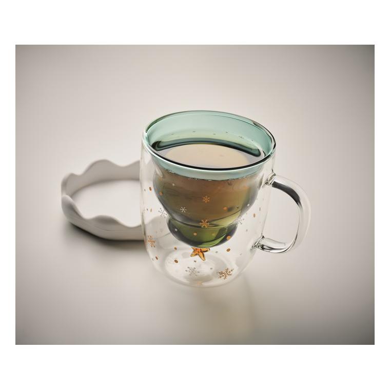 Cană borosilicat perete dublu Verde