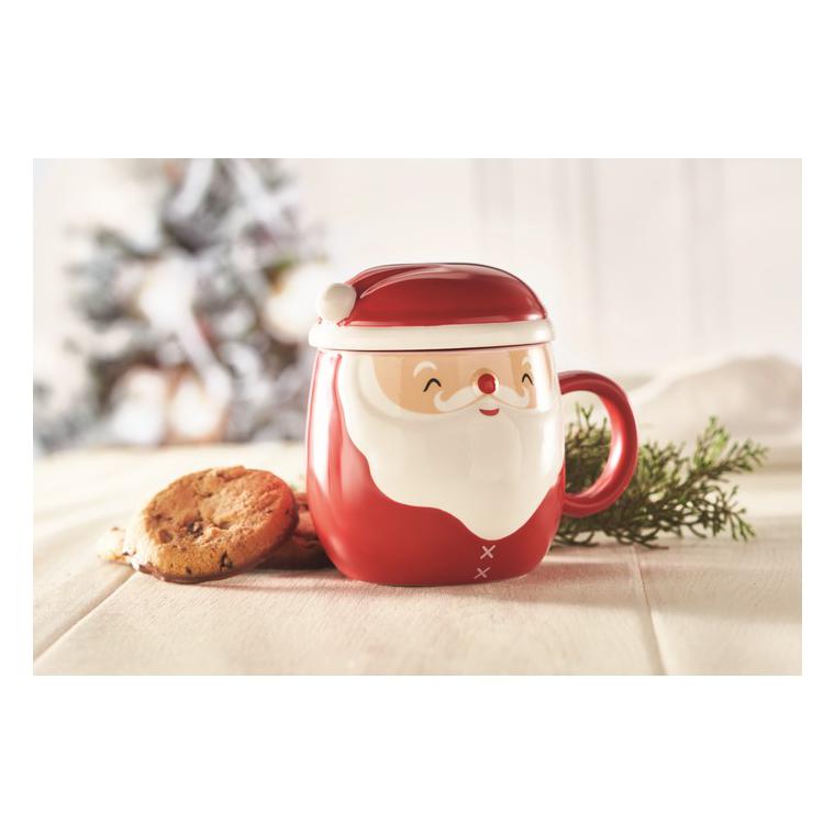 Cană ceramică cu capac 370 ml SANTA Roșu