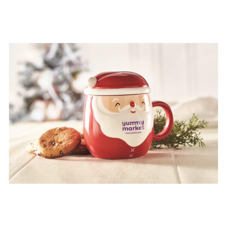 Cană ceramică cu capac 370 ml SANTA Roșu