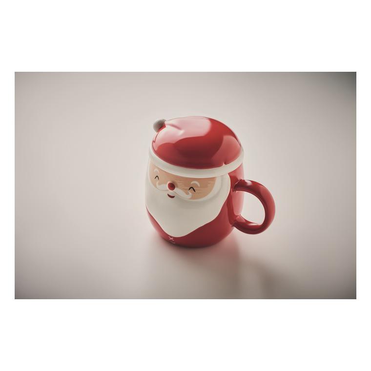 Cană ceramică cu capac 370 ml SANTA Roșu