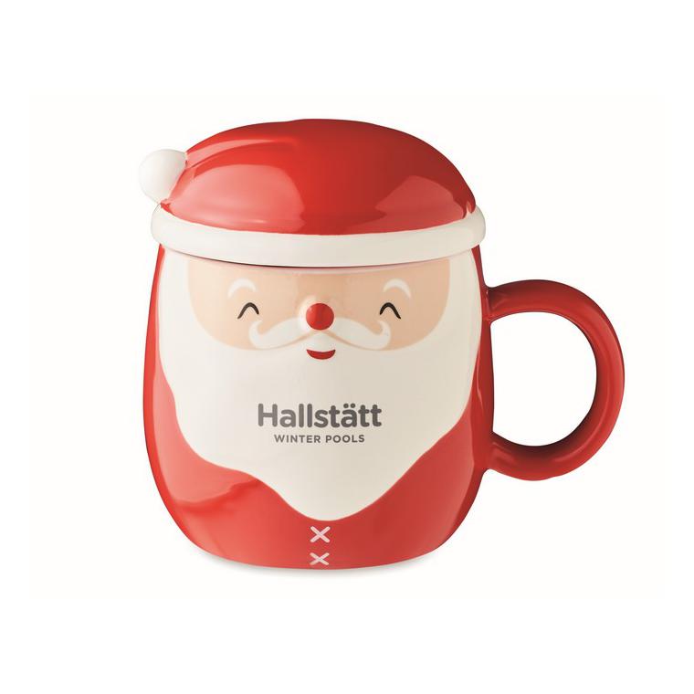 Cană ceramică cu capac 370 ml SANTA Roșu
