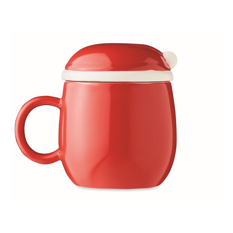 Cană ceramică cu capac 370 ml SANTA Roșu