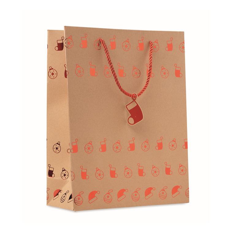 Pungă hârtie cu model festiv SPARKLE Roșu