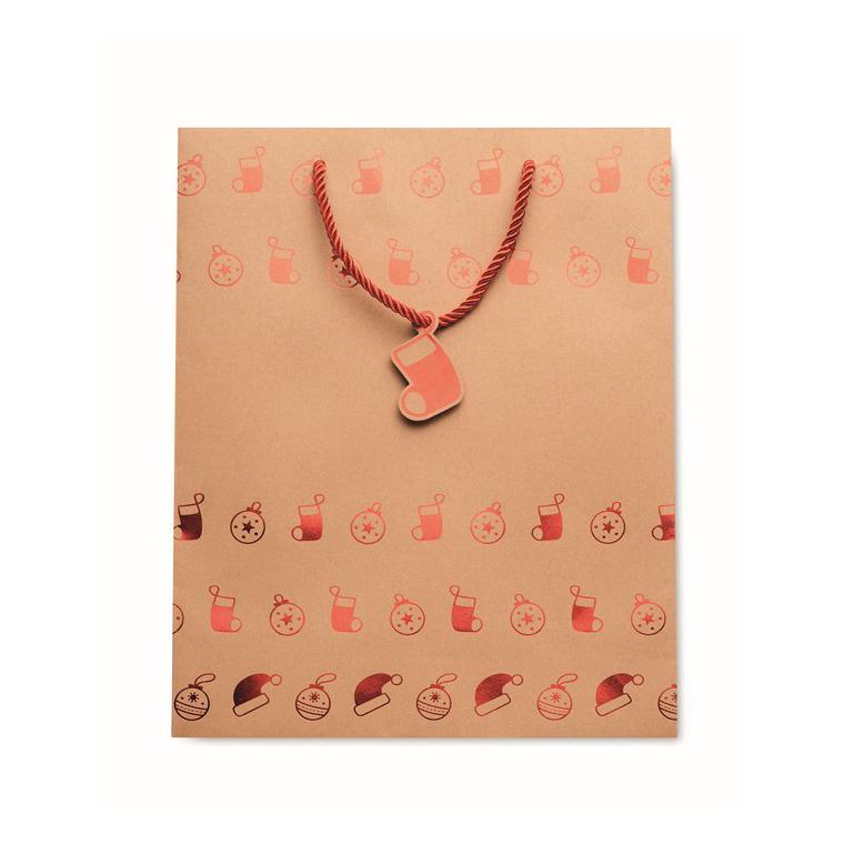 Pungă hârtie cu model festiv SPARKLE Roșu