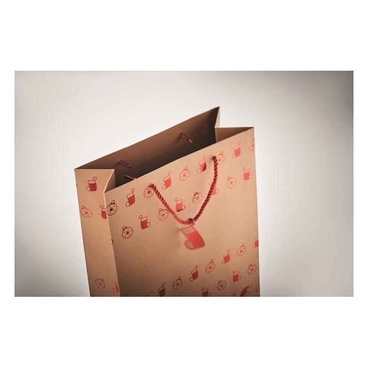 Pungă hârtie cu model festiv SPARKLE Roșu