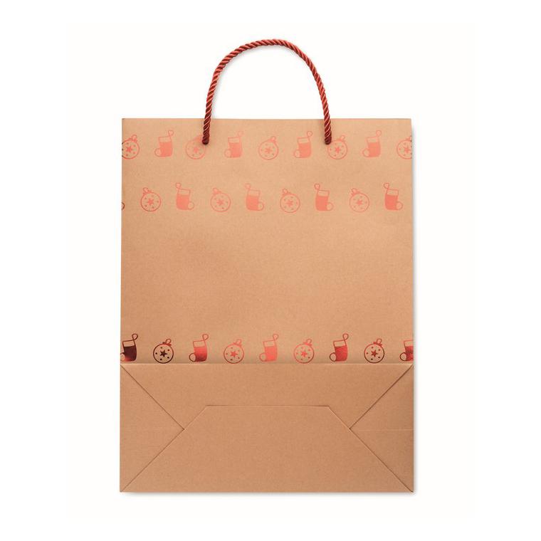 Pungă hârtie cu model festiv SPARKLE Roșu