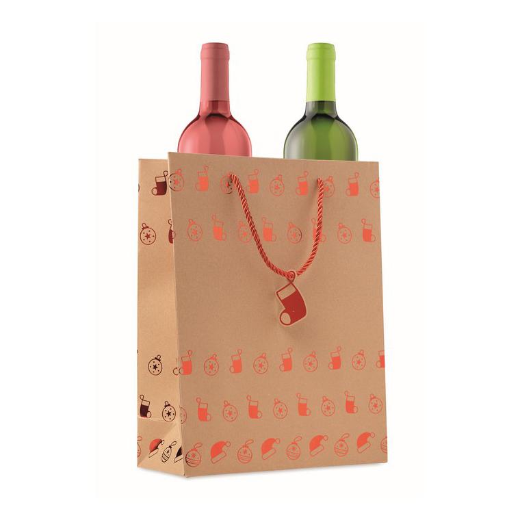 Pungă hârtie cu model festiv SPARKLE Roșu