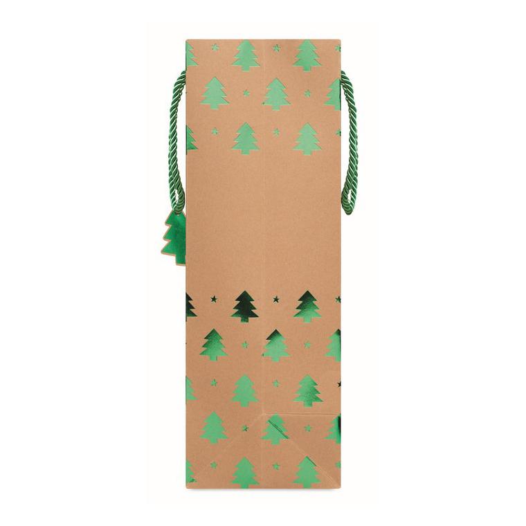 Pungă hârtie cu model festiv SPARKLE Verde