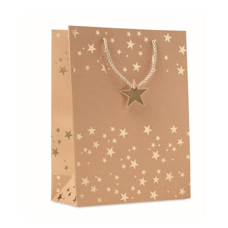 Pungă hârtie cu model festiv SPARKLE Auriu