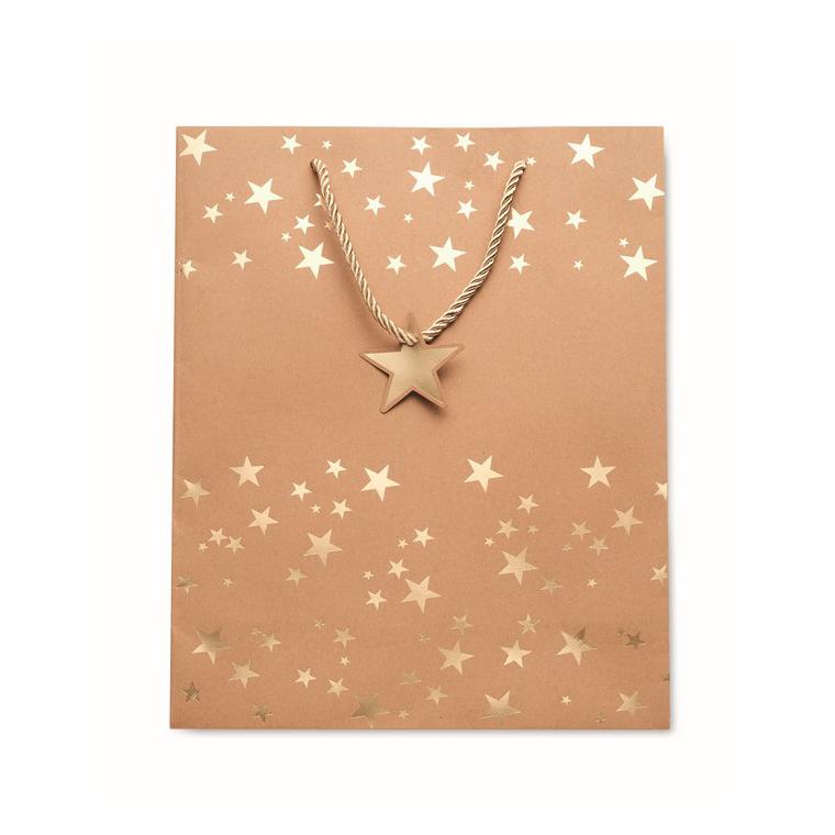 Pungă hârtie cu model festiv SPARKLE Auriu