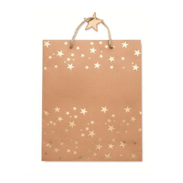 Pungă hârtie cu model festiv SPARKLE Auriu