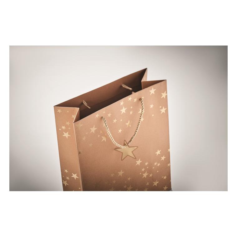 Pungă hârtie cu model festiv SPARKLE Auriu