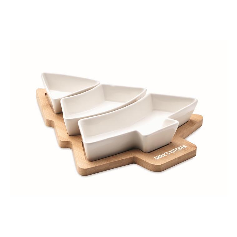 Tavă de servit formă brad VIRAM Alb