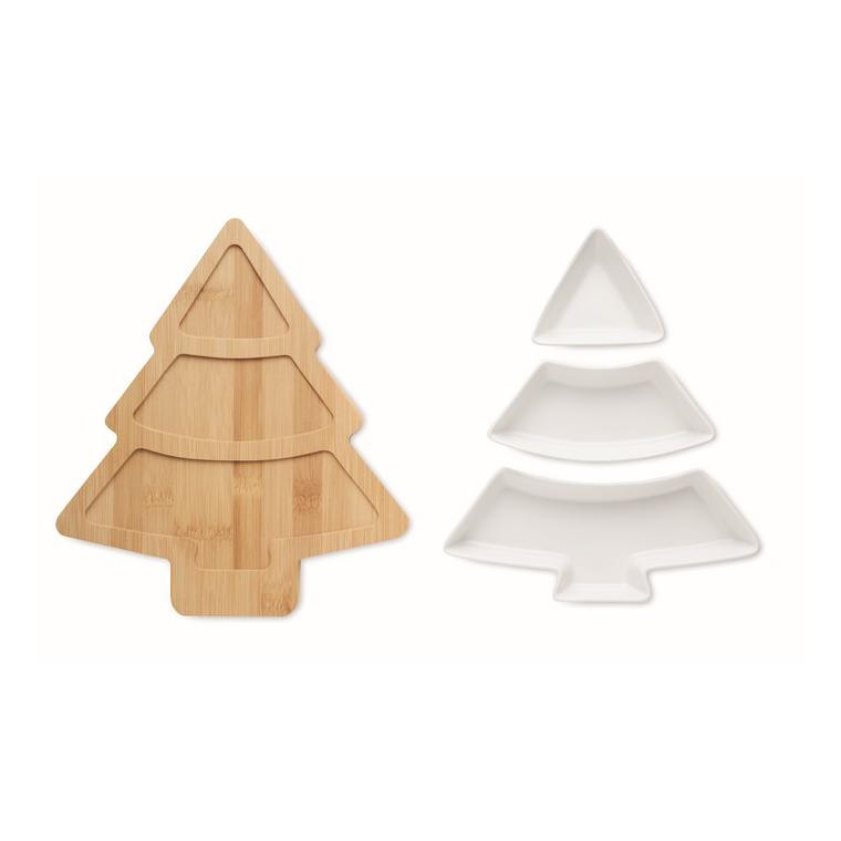 Tavă de servit formă brad VIRAM Alb