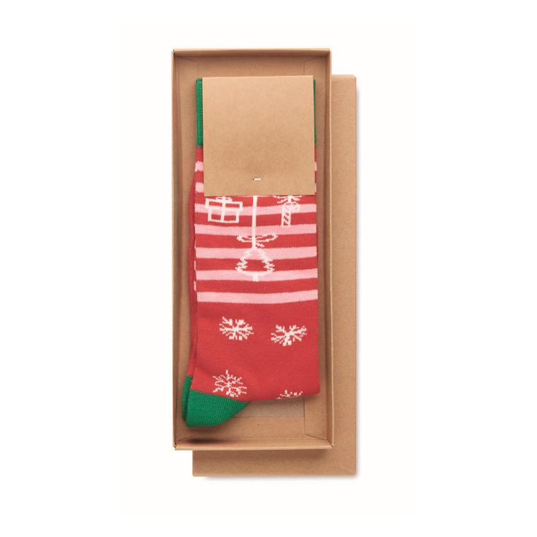 Pereche de șosete de Crăciun L JOYFUL L Roșu
