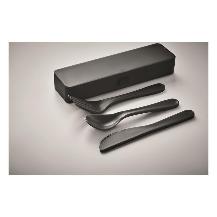 Set de tacâmuri în PP RIGATA Negru