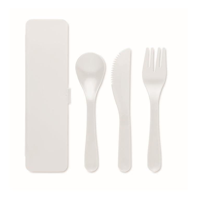 Set de tacâmuri în PP RIGATA Alb