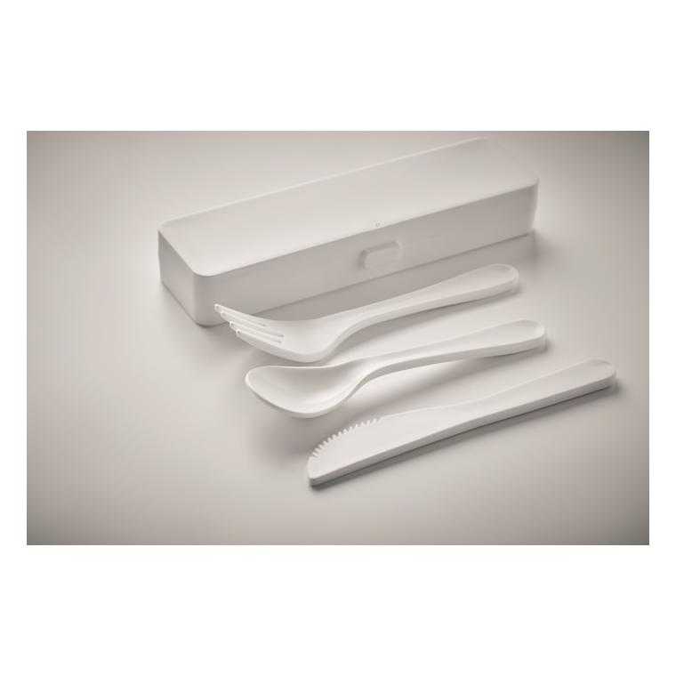 Set de tacâmuri în PP RIGATA Alb