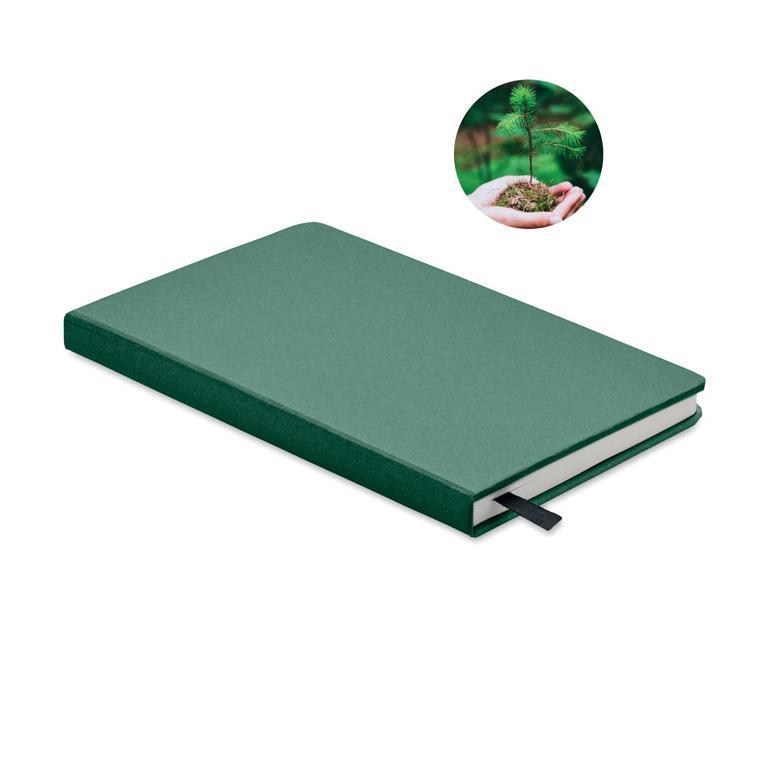 Agendă A5 din hârtie reciclată GROW Verde Inchis