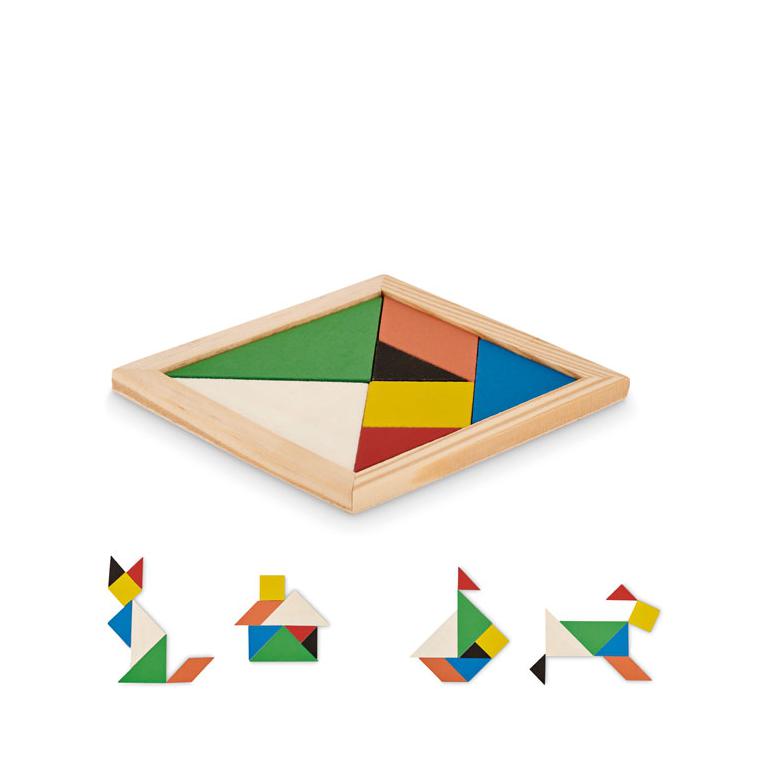 Puzzle Tangram din lemn TANGRAM Natur