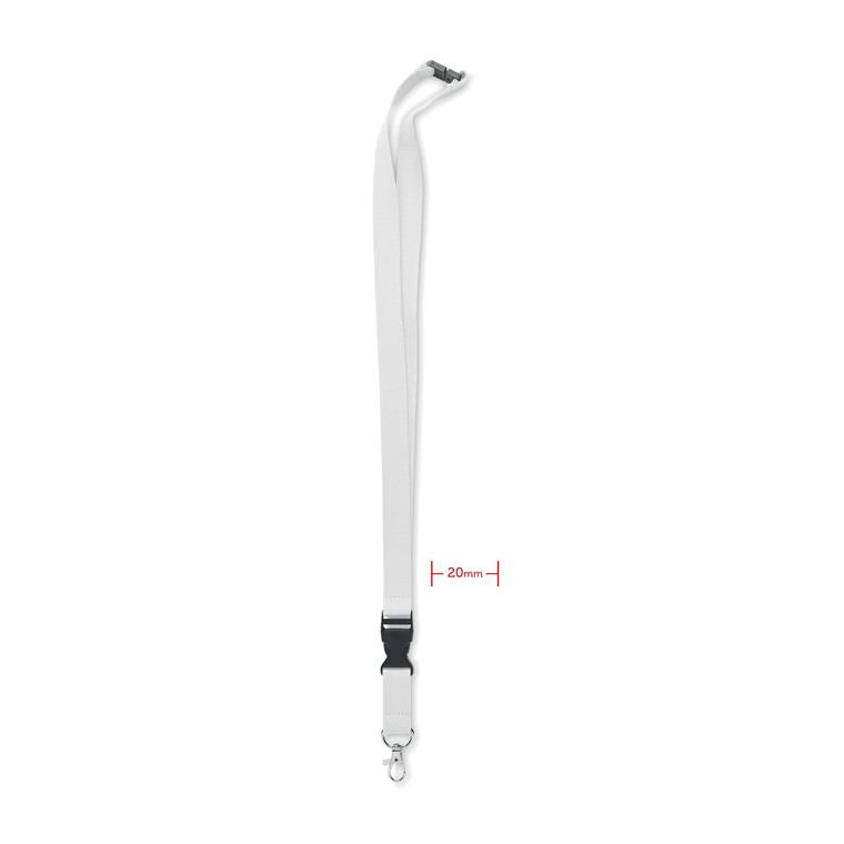 Lanyard cu carabină 20 mm LANNYCOT Alb