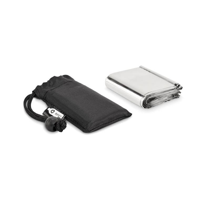 Pătură de urgență în pouch HELP Negru
