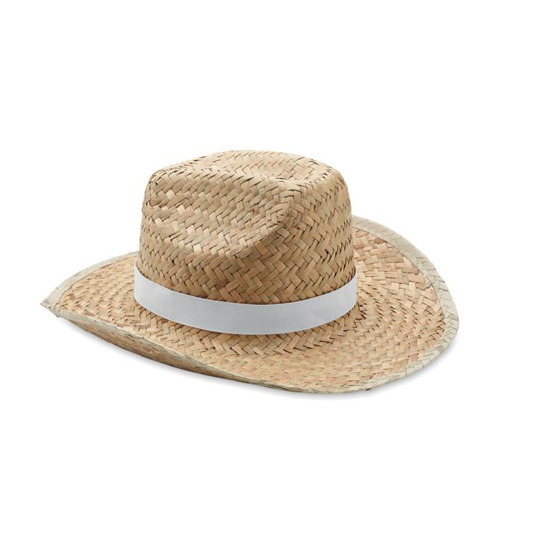 Pălărie cowboy, paie naturale TEXAS Alb