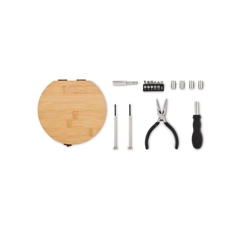 Set unelte 15 piese în casetă bambus BARTLETT Natur