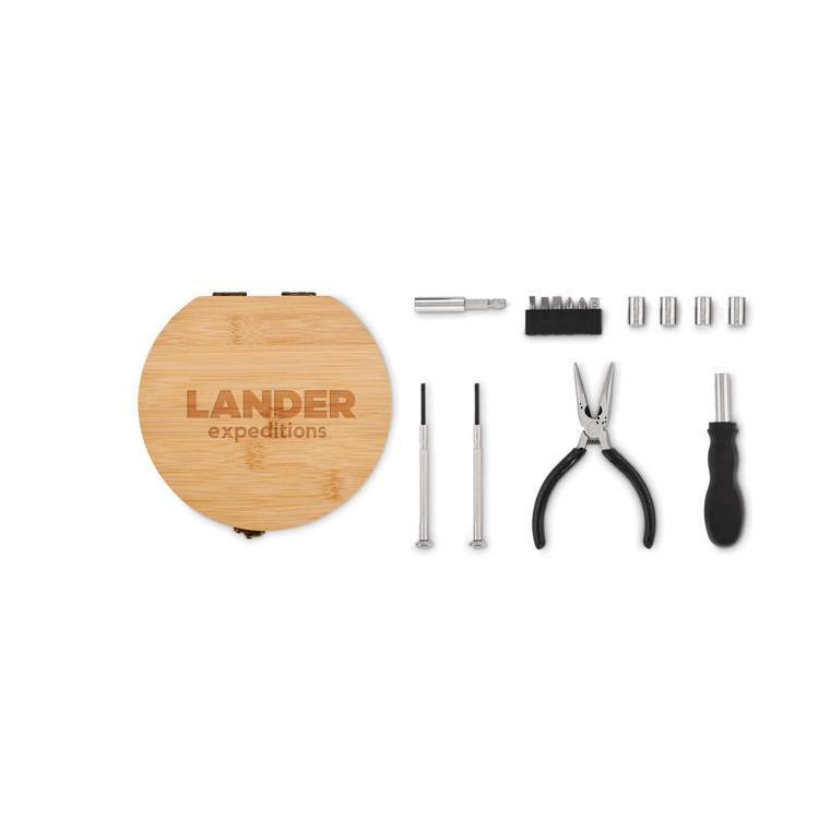 Set unelte 15 piese în casetă bambus BARTLETT Natur