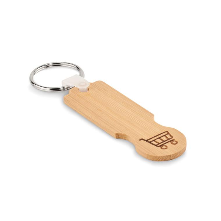Breloc de bambus cu moneda COMPRAS Natur