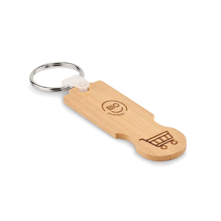 Breloc de bambus cu moneda COMPRAS Natur