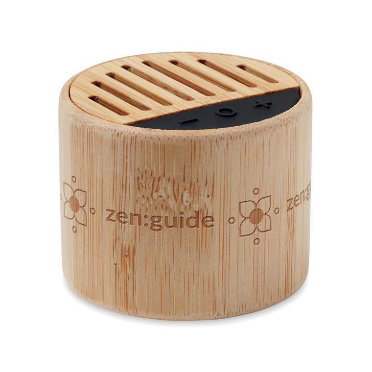Boxă wireless din bambus ROUND LUX Natur