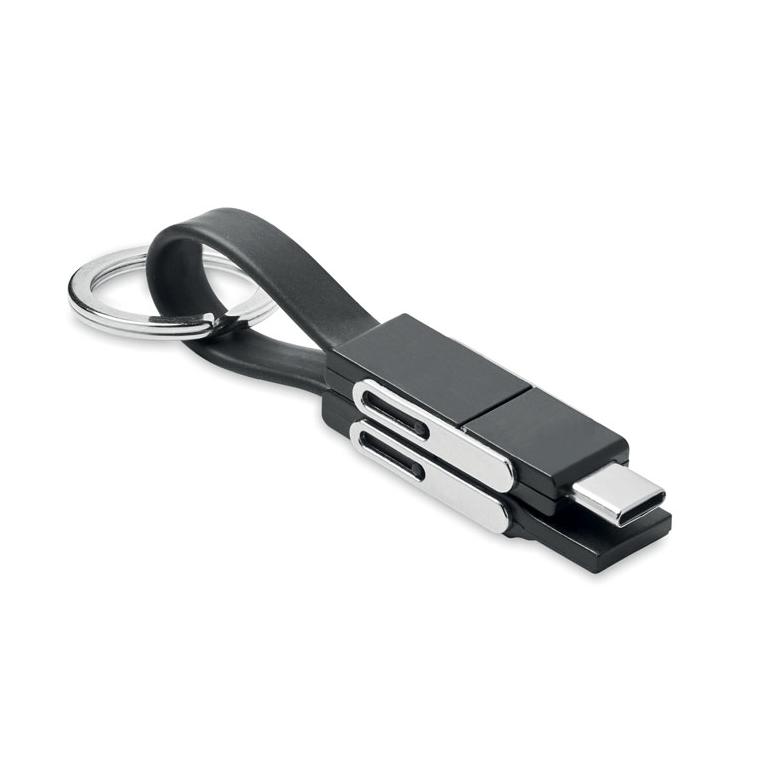 Breloc cu cablu 4 în 1 KEY C Negru