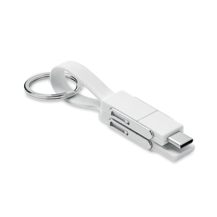 Breloc cu cablu 4 în 1 KEY C Alb