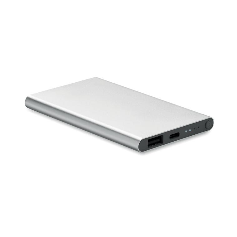 Powerbank de 4000 mAh tip C POWERFLAT C Argintiu mat