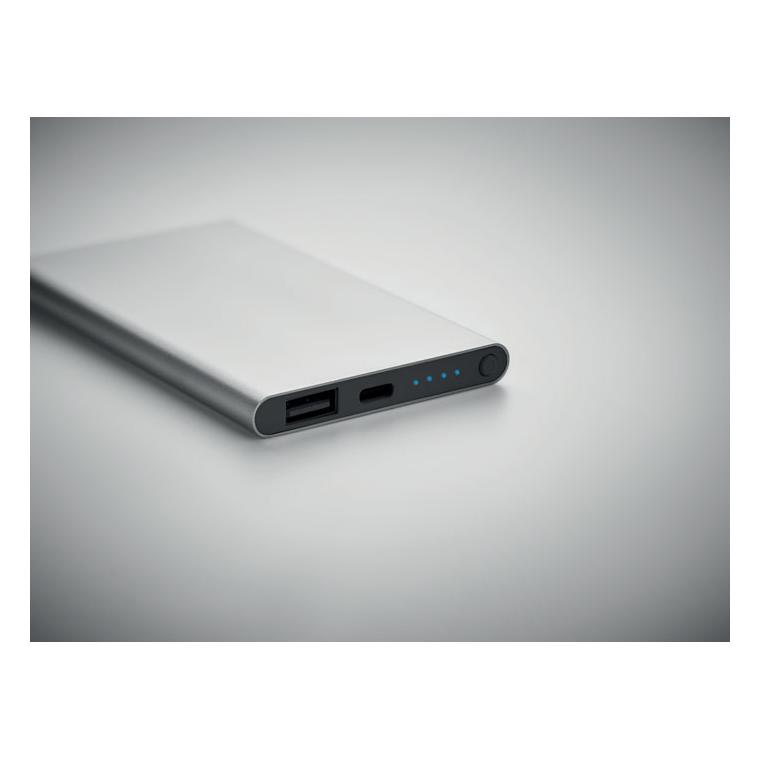 Powerbank de 4000 mAh tip C POWERFLAT C Argintiu mat
