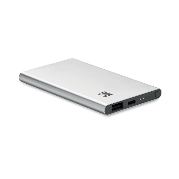 Powerbank de 4000 mAh tip C POWERFLAT C Argintiu mat