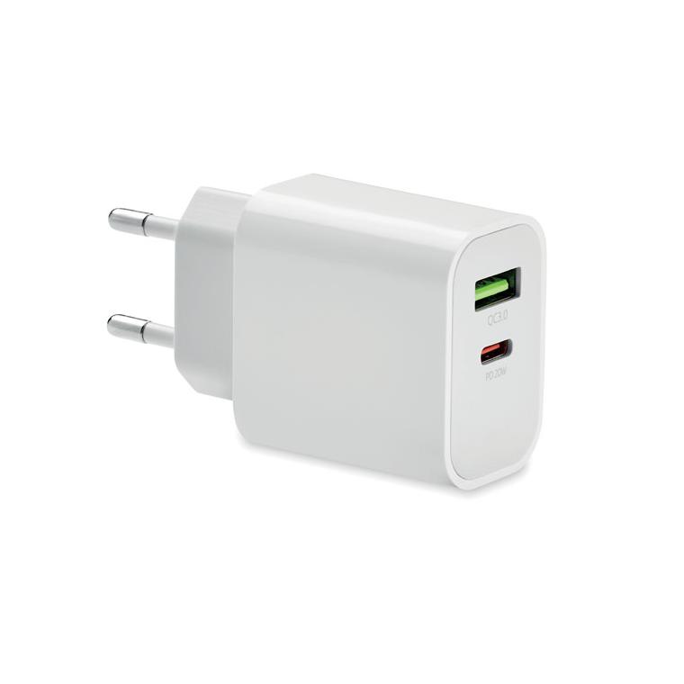 Adaptor USB cu 2 porturi PORT Alb
