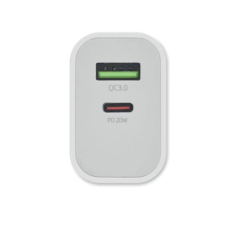 Adaptor USB cu 2 porturi PORT Alb