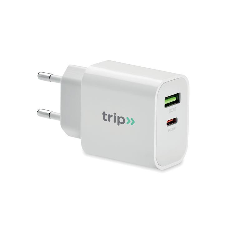 Adaptor USB cu 2 porturi PORT Alb