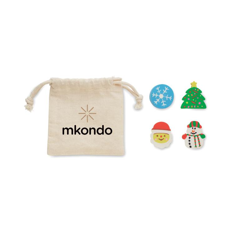 Set de 4 radiere de Crăciun RUBBIES Bej