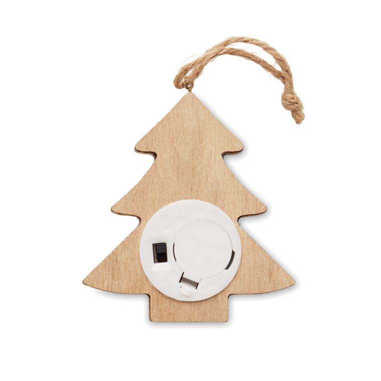 Decorațiune brad din lemn cu lumini LULIE Natur