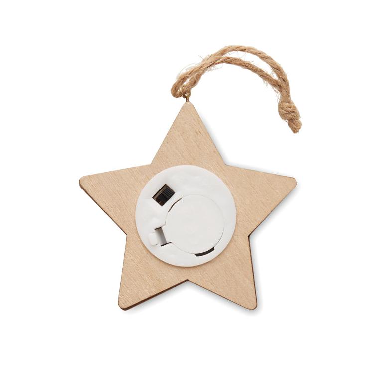 Decorațiune stea din lemn cu lumini LALIE Natur