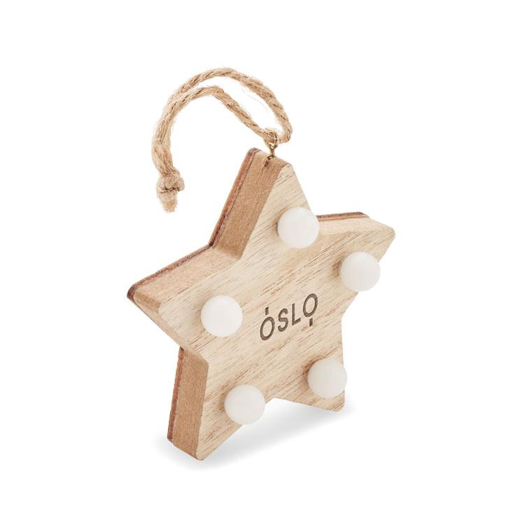 Decorațiune stea din lemn cu lumini LALIE Natur