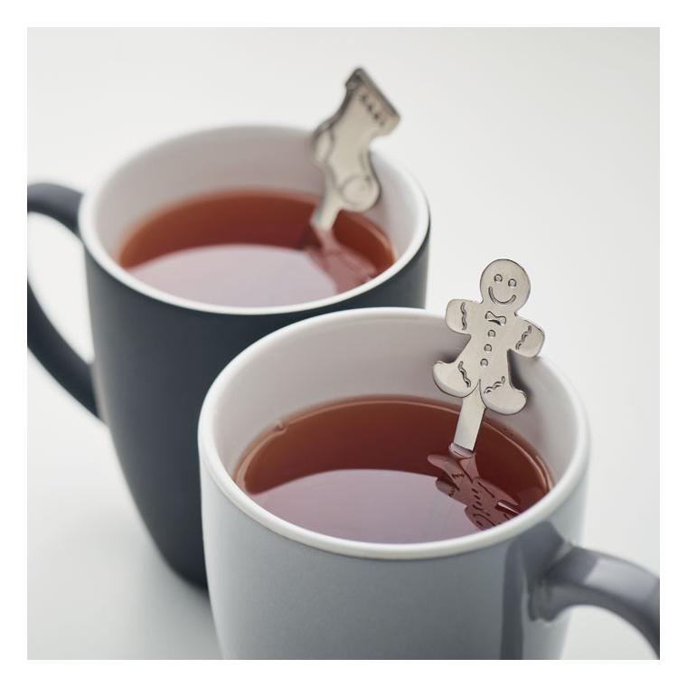 Set de 4 linguri de ceai de Crăciun CHIP SET Argintiu mat