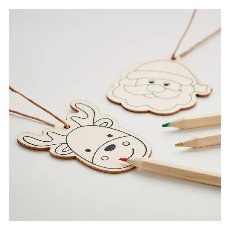 Set de ornamente din lemn pentru Crăciun FUNCOOL Natur