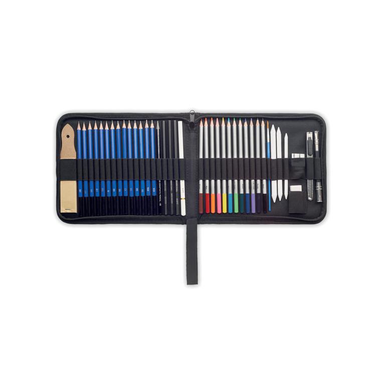 Set de 40 de piese de desen în husă poliester GENUINE Negru