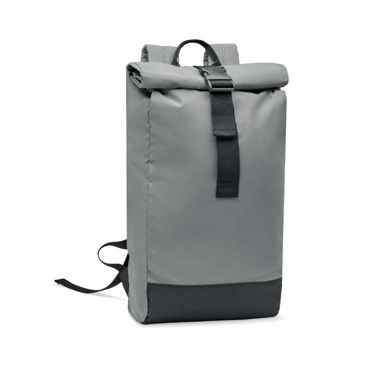 Rucsac rolltop reflectorizant BRIGHT ROLLPACK Argintiu mat