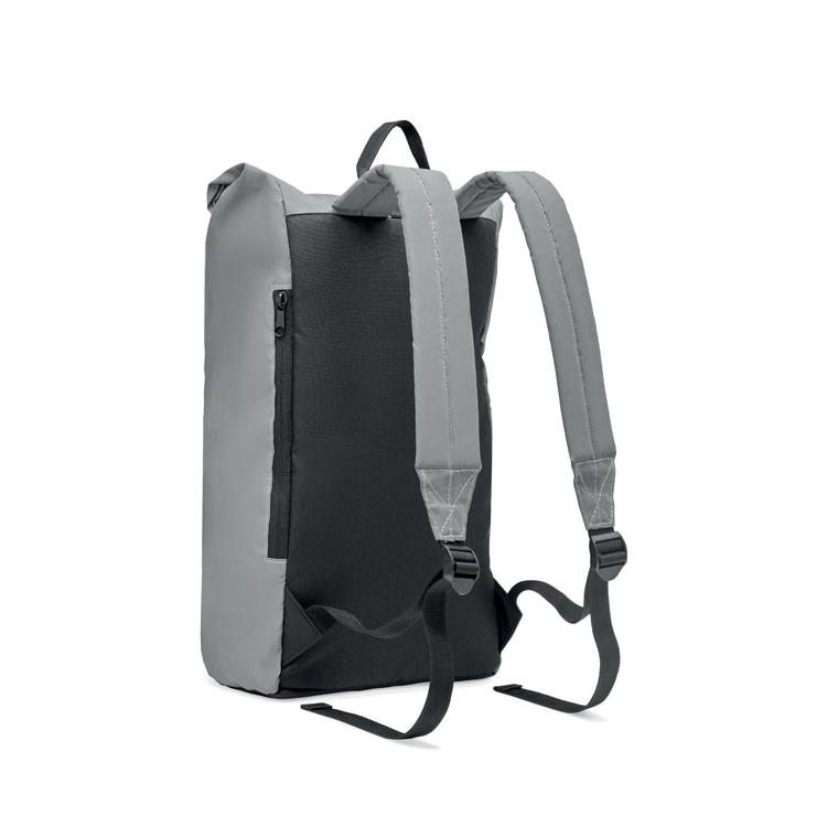 Rucsac rolltop reflectorizant BRIGHT ROLLPACK Argintiu mat